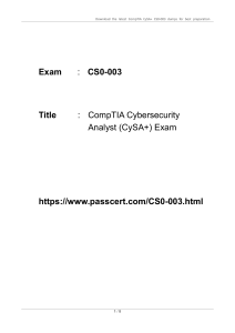 CompTIA CySA+ CS0-003 Certification Dumps