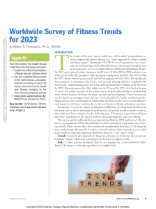 Artigo - Worldwide Survey of Fitness Trends for 2023