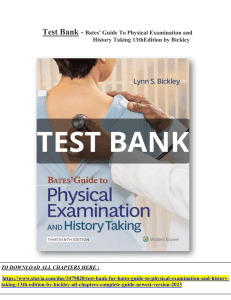 Bates’ Guide To Physical Examination and History Taking 13th Edition Bickley test bank
