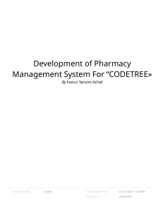 Development of Pharmacy Management System For  COD