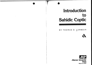 Thomas O. Lambdin - Introduction to Sahidic Coptic