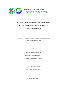 Rainfall Run-off Model of the Nasipit Catchment using HEC-HMS Single Basin Modelling