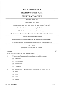 ICSE 2023 SPECIMEN CTA