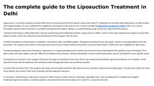 The complete guide to the Liposuction Treatment in Delhi 