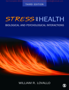 Stress and Health  Biological and Psychological Interactions  Volume 3 - William R. Lovallo