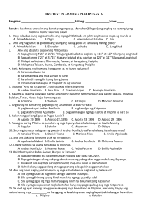 PRE-TEST ARALING PANLIPUNAN 6