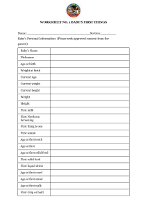 OBSERVATION WORKSHEET 1 BABY'S FIRST THINGS