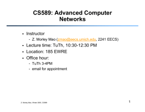 Advanced Computer Networks Presentation - CS589 Course