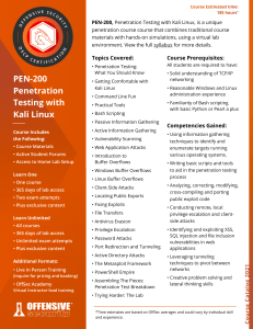 PEN-200 Penetration Testing with Kali Linux - OffSec Course Catalog 2022