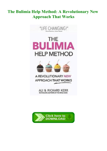 (EPUB) The Bulimia Help Method A Revolutionary New Approach That Works 