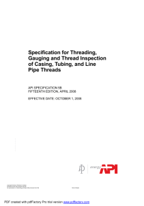 API Spec 5B 15th Ed. April 2008 Specification for threading gauging and thread inspection