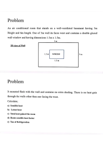 Heat Transfer Problem Set: Air Conditioned Room