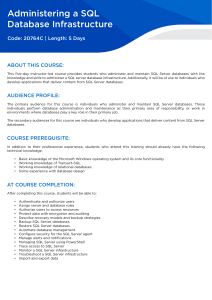 Administering a SQL Database Infrastruct