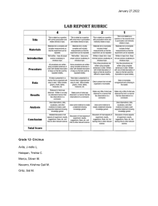 Laboratory Report Evaluation