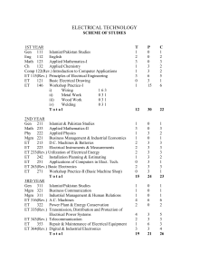 Electrical Technology Scheme of Studies