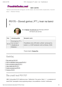 P0170 – Dovod goriva ( FT ), banka 1 - kvar – TroubleCodes.net