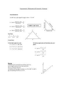 Trigonometry Mensuration  Geometry -Formula (1)