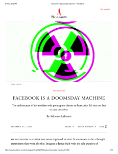 Facebook Is a Doomsday Machine - The Atlantic