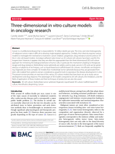Three-dimensional in vitro culture models in oncology reserach