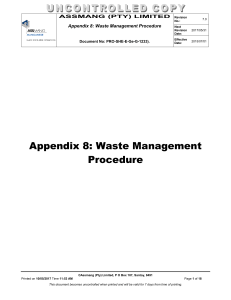 Appendix 8 Waste Management Procedure