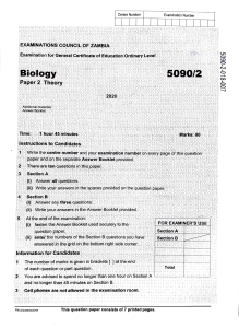 BIOLOGY P2 GCE 2020