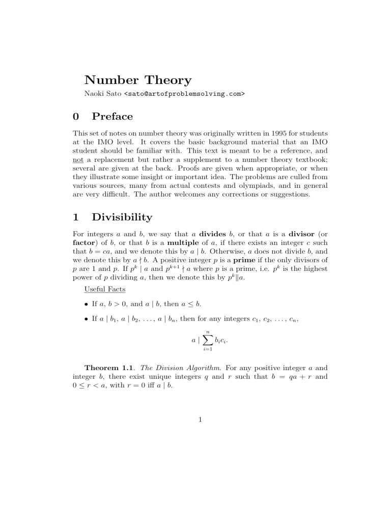 Number Theory Handout