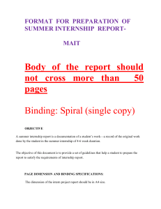 Guide lines for preparation of summer Training  report (1)