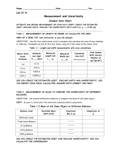 01 N Measurement and Uncertainty--student data sheet 15-16