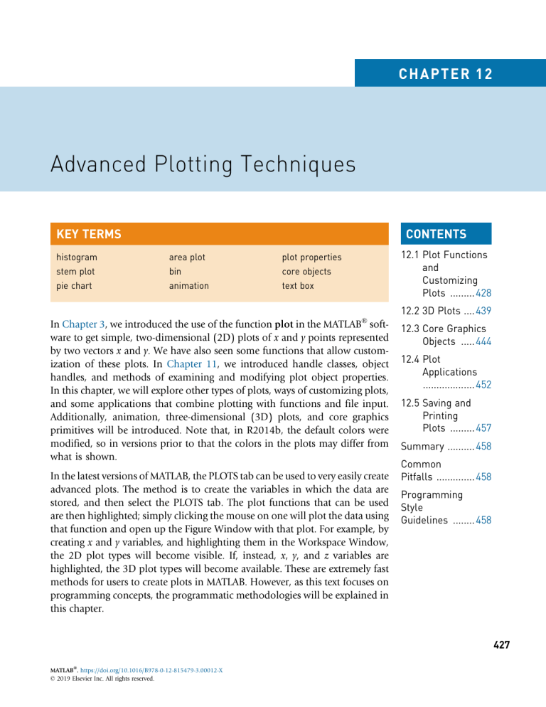 Chapter 12 Advanced Plotting Techniques 2019 MATLAB
