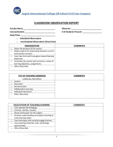 Classroom Observation Report