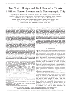 TrueNorth Design and Tool Flow of a 65 mW 1 Million Neuron Programmable Neurosynaptic Chip