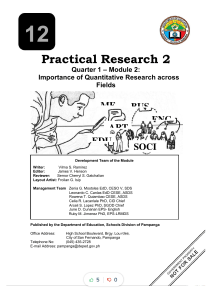 Practical Research 2 Module: Quantitative Research Across Fields