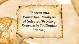 Primary Sources in Philippine History