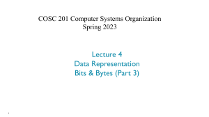 COSC201 Lecture04 DataRepresentation Part3 Spring2023