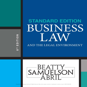 Jeffrey F. Beatty, Susan S. Samuelson, Patricia Sanchez Abril - Business Law and the Legal Environment, Standard Edition-Cengage Learning (2018)
