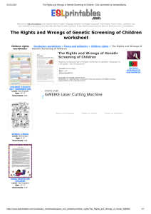 The Rights and Wrongs of Genetic Screening of Children - ESL worksheet by AzoreanMarilia