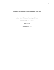 Comparison of Educational Systems India and the Netherlands