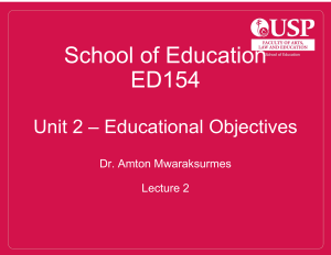 ED154 Lecture 2 - Educational Objectives