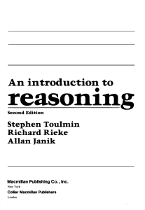 Stephen Toulmin, Introduction to Reasoning