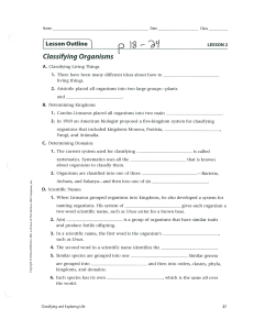 Classifying Organisms Worksheet: Biology Lesson