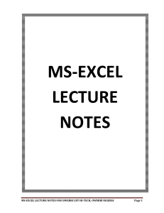 Excel-Lecture Notes