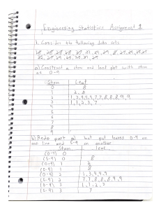 Engineering Statistics Assignment: Stem and Leaf Plots