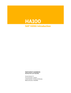 SAP HANA Introduction: Participant Handbook