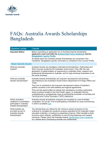 AustraliaAwards Bangladesh FAQ Scholarships 2020
