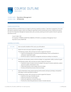 Course Outline OPMG2258 - 2022