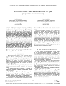 Evaluation of Serious Games in Mobile Platforms with QEF QEF Quantitative Evaluation Framework