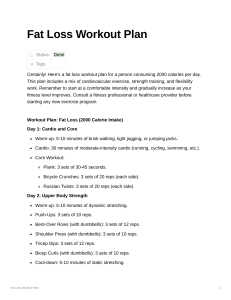 Fat Loss Workout Plan