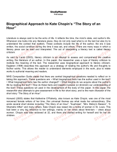 Biographical Approach to Kate Chopin’s “The Story of an Hour”