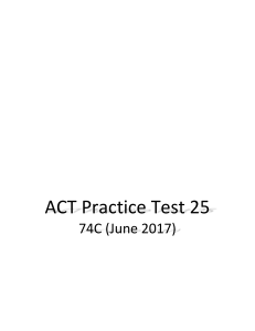 ACT Practice Test 25 74C (June 2017)