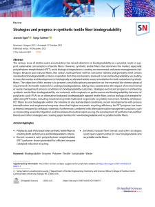 Strategies and progress in synthetic textile fiber biodegradability